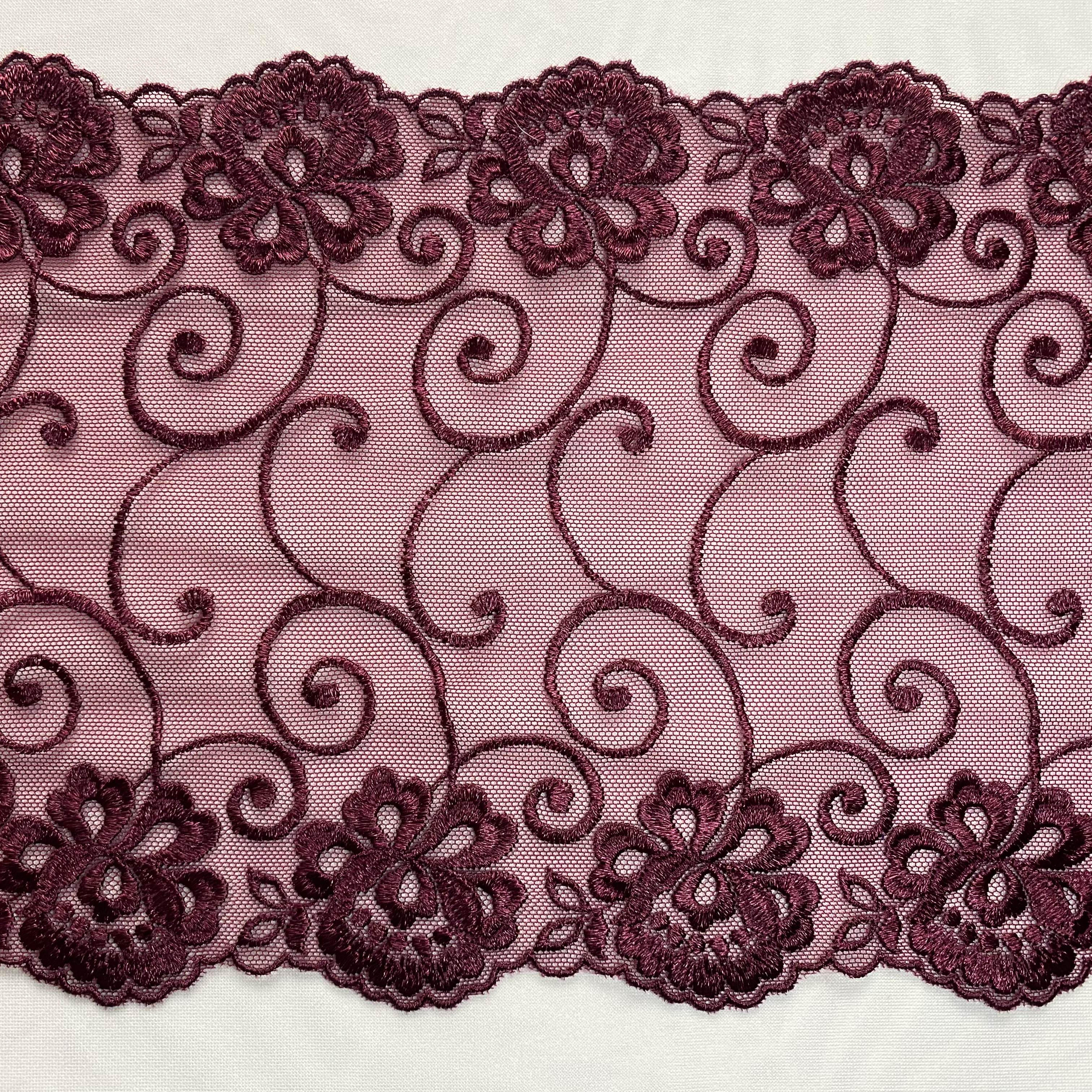 Embroidered Lace Maroon
