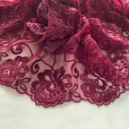 Embroidered Lace Flower Swirls Maroon