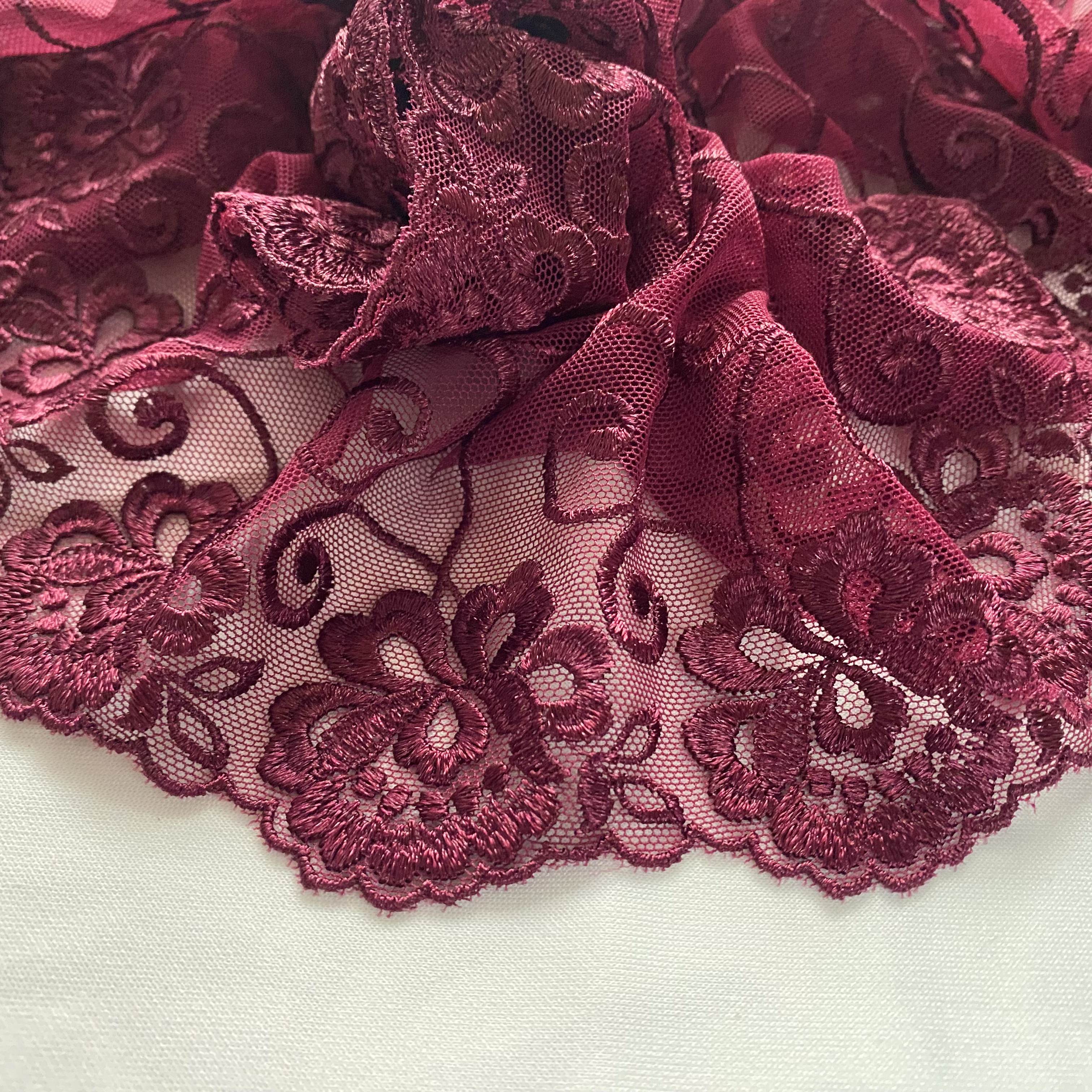 Embroidered Lace Maroon