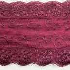 Embroidered Lace Flower Swirls Maroon
