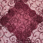 Embroidered Lace Flower Swirls Maroon
