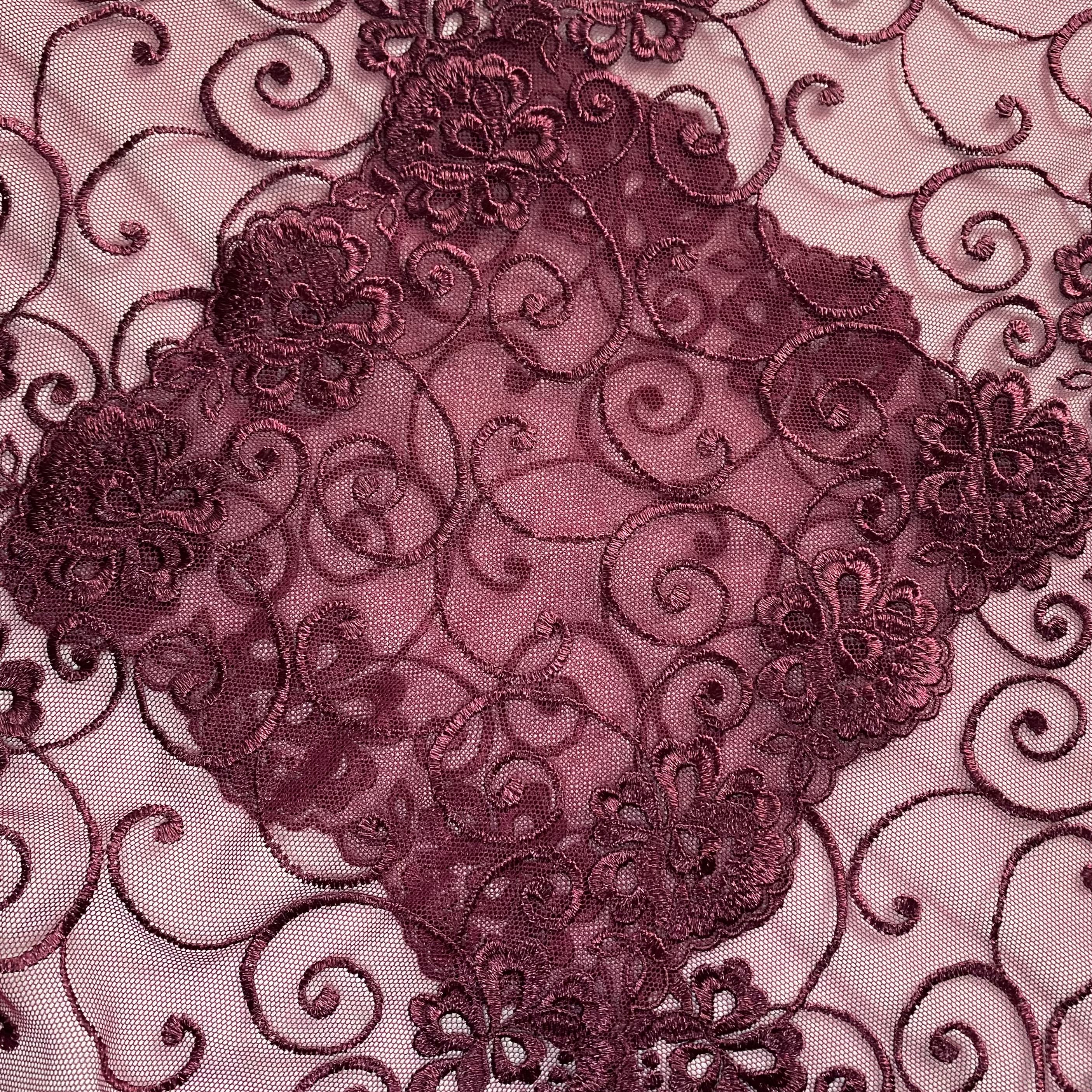 Embroidered Lace Maroon