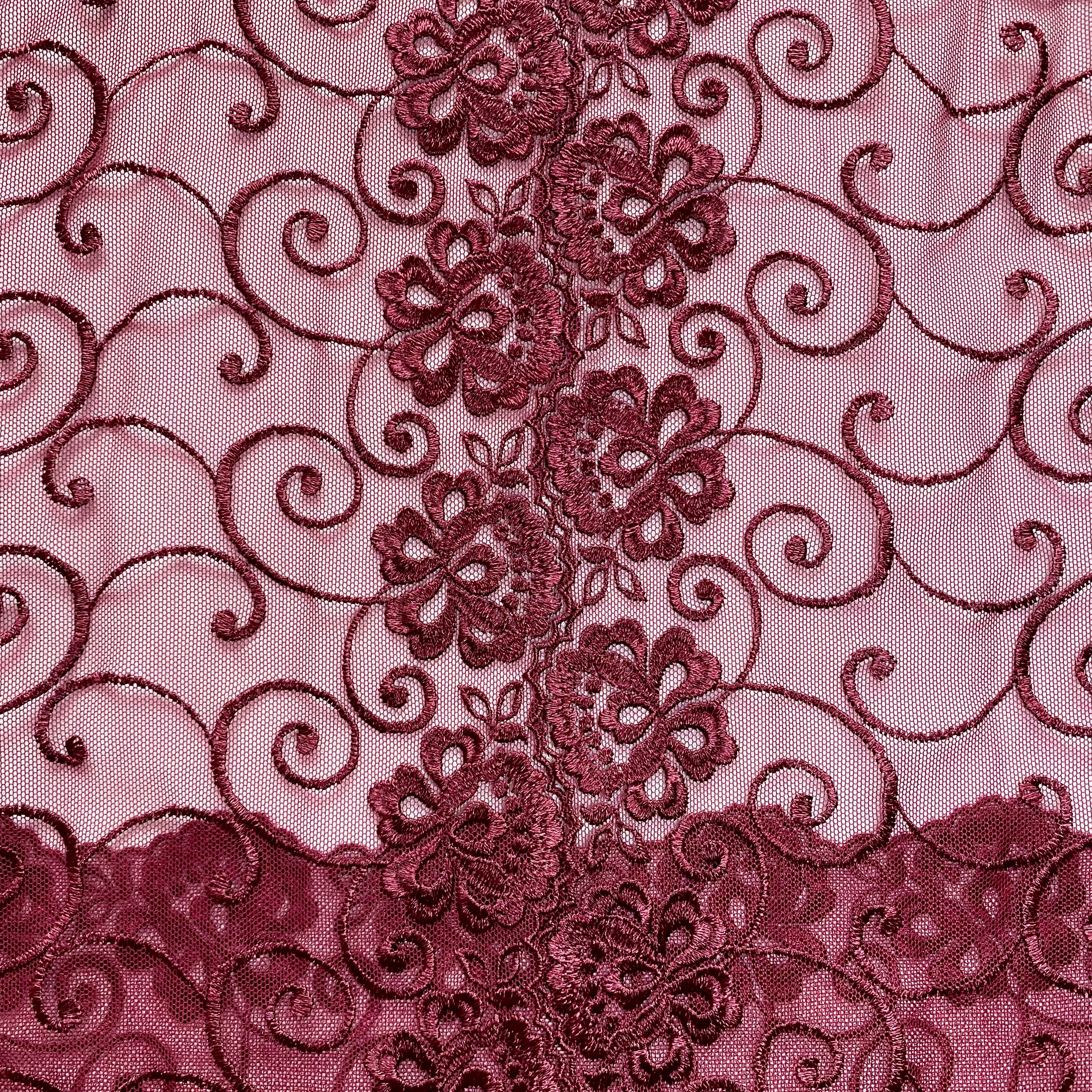 Embroidered Lace Maroon