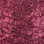 Embroidered Lace Flower Swirls Maroon