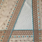 Embroidered Lace Mocha with Aqua Dots