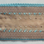 Embroidered Lace Mocha with Aqua Dots