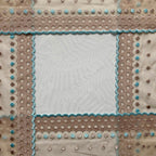 Embroidered Lace Mocha with Aqua Dots