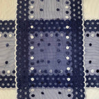 Embroidered Lace Navy with White Dots