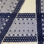 Embroidered Lace Navy with White Dots
