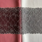 Embroidered Roses Lace Black with White