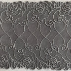 Embroidered Roses Lace Black with White