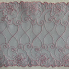Embroidered Roses Lace Purple with Light Pink