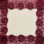Embroidered Lace Flower Swirls Maroon