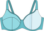 Teal bra drawing on a white background