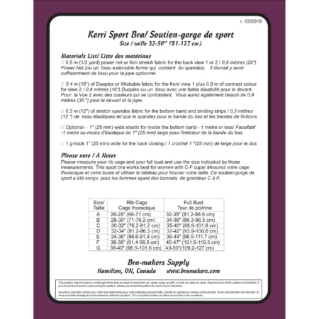 Kerri No Bounce Sport Bra Top Pattern