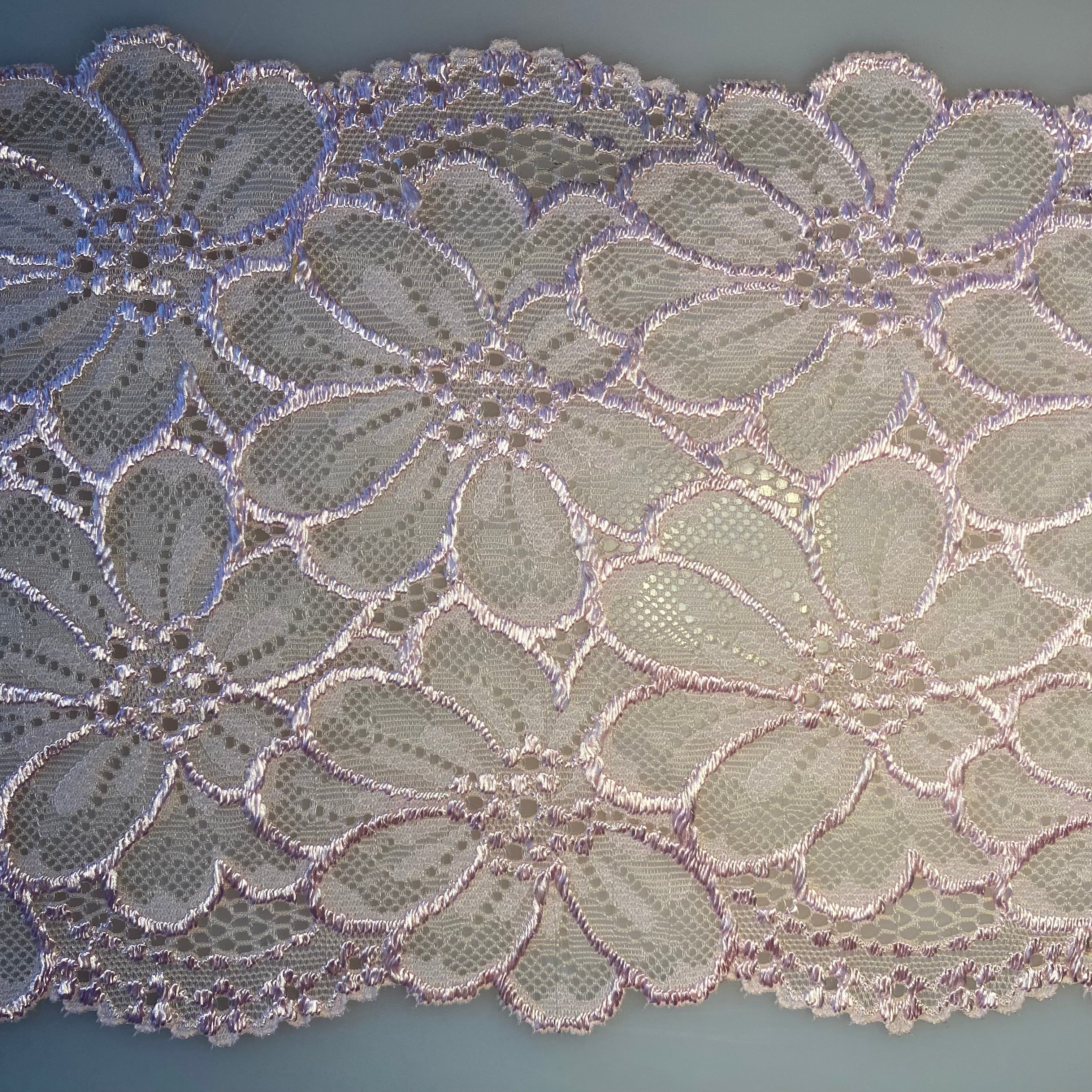 Stretch Lace Embossed Light Pink Flowers