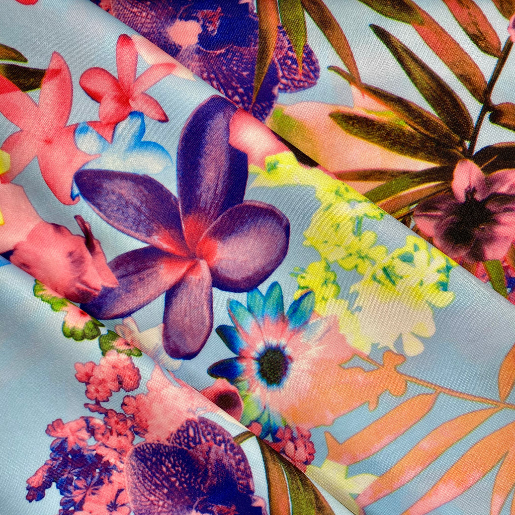 Scuba Pink Light Blue Purple Flowers