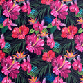 Lycra Printed Hibiscus with Strelitzia Flowers