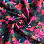 Lycra Printed Hibiscus with Strelitzia Flowers