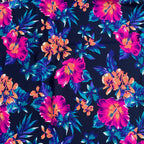 Lycra Printed Neon Hibiscus Flowers