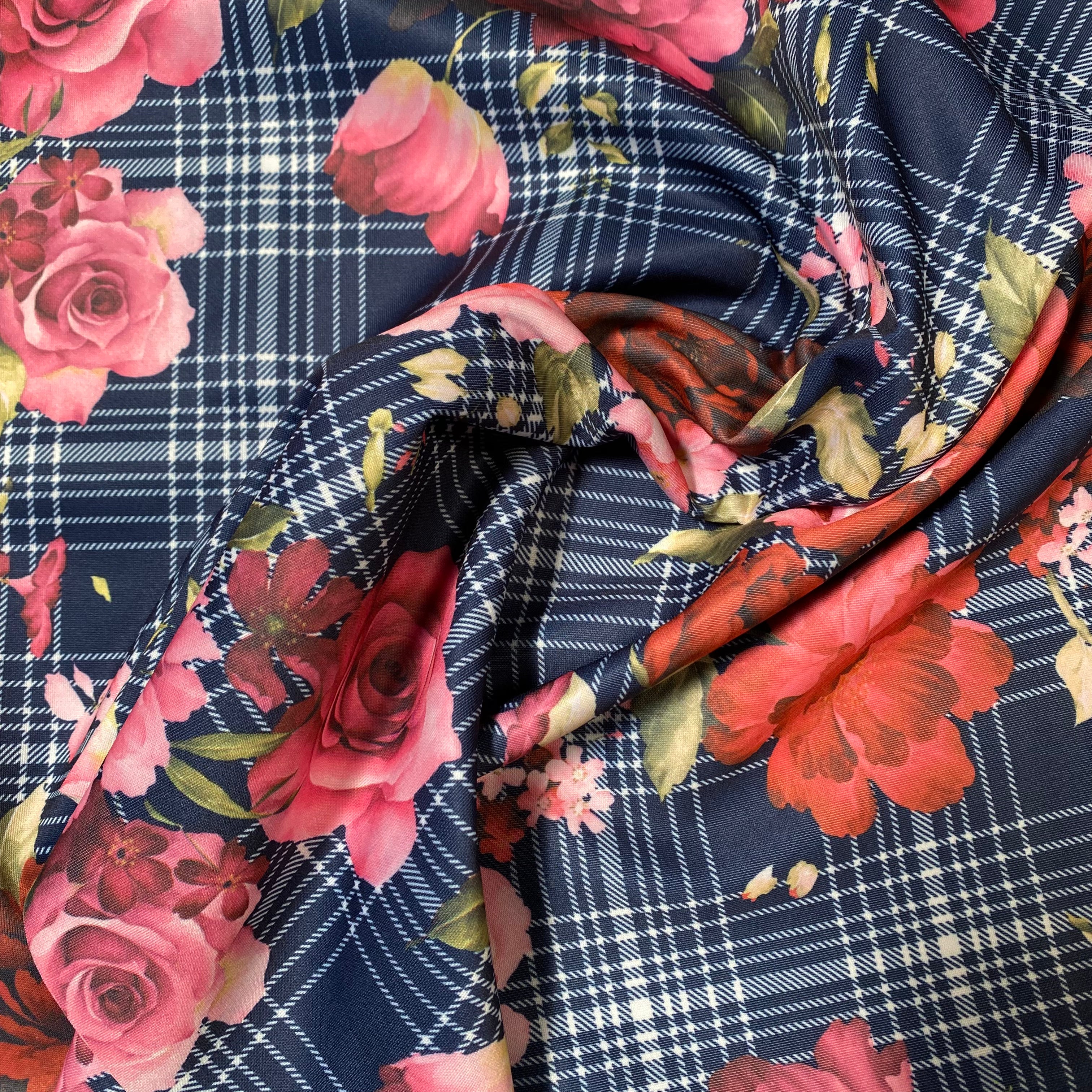 Scuba Navy Red Pink Flowers