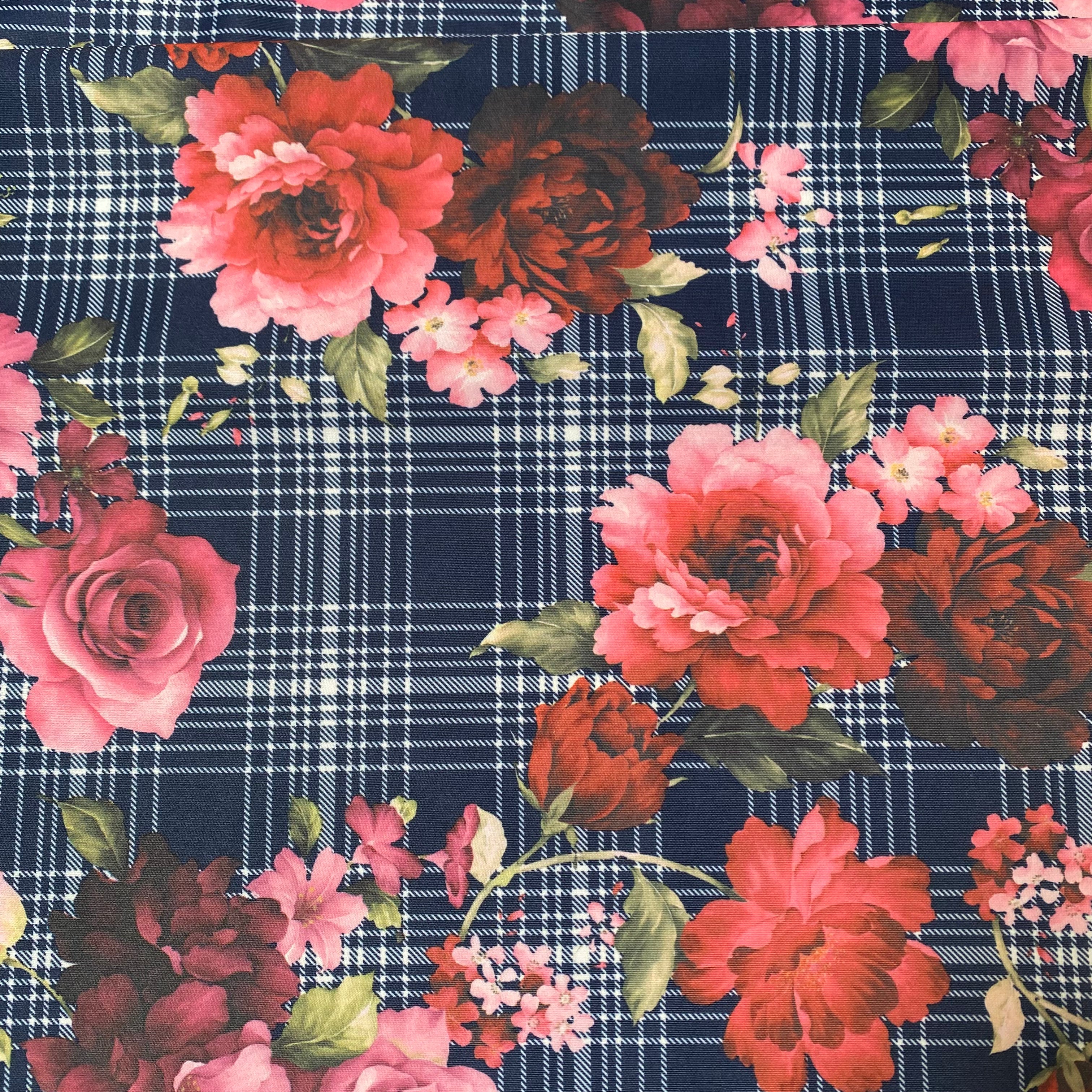 Scuba Navy Red Pink Flowers