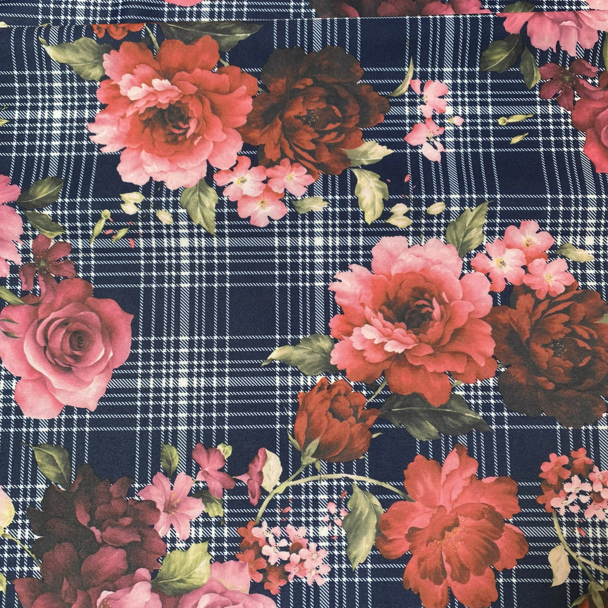 Scuba Navy Red Pink Flowers