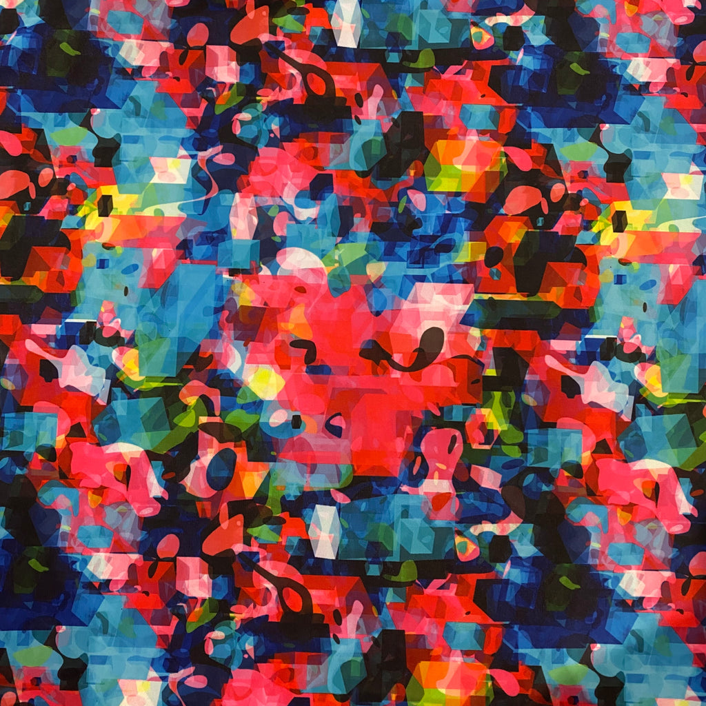 Lycra Printed Pink Blue