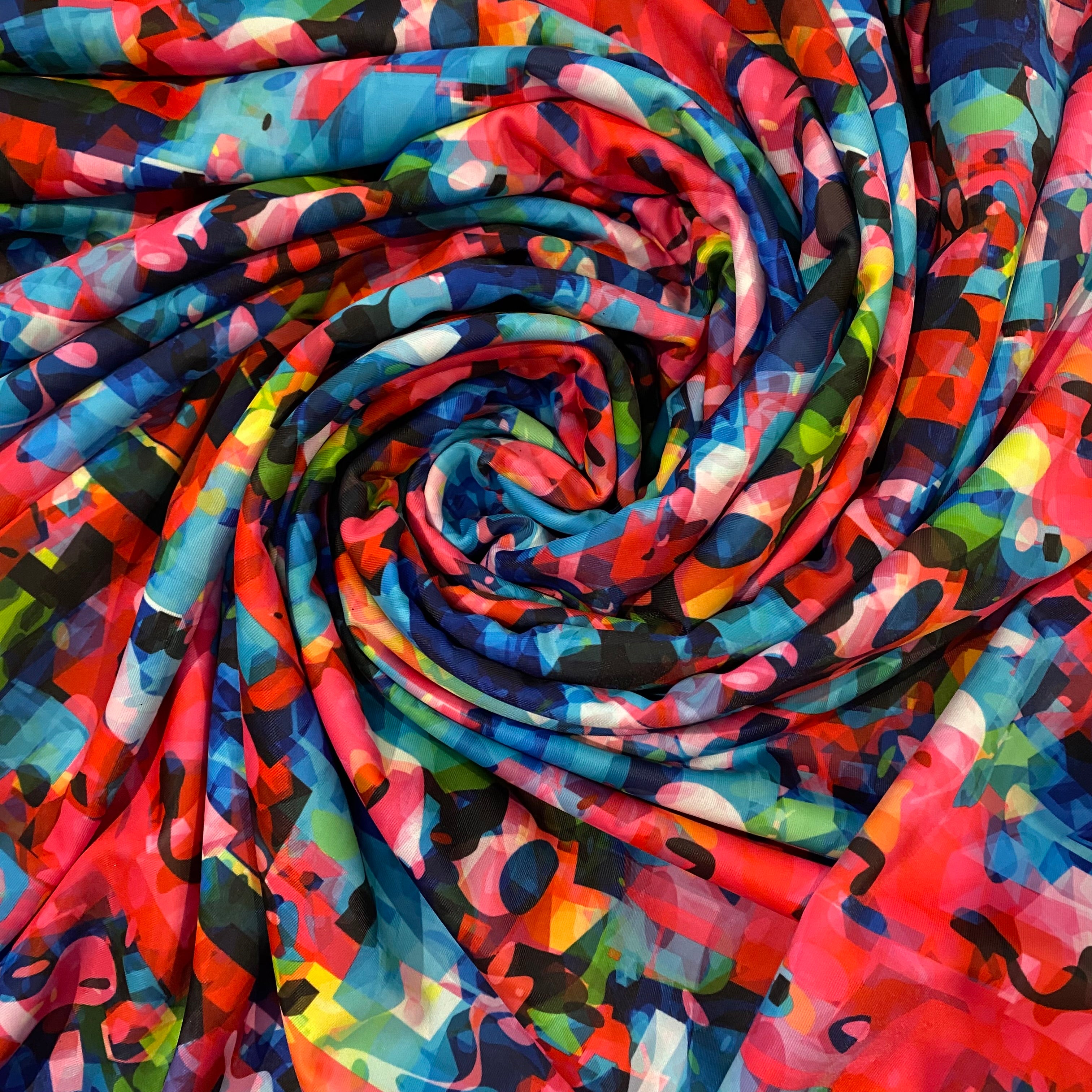 Lycra Printed Pink Blue