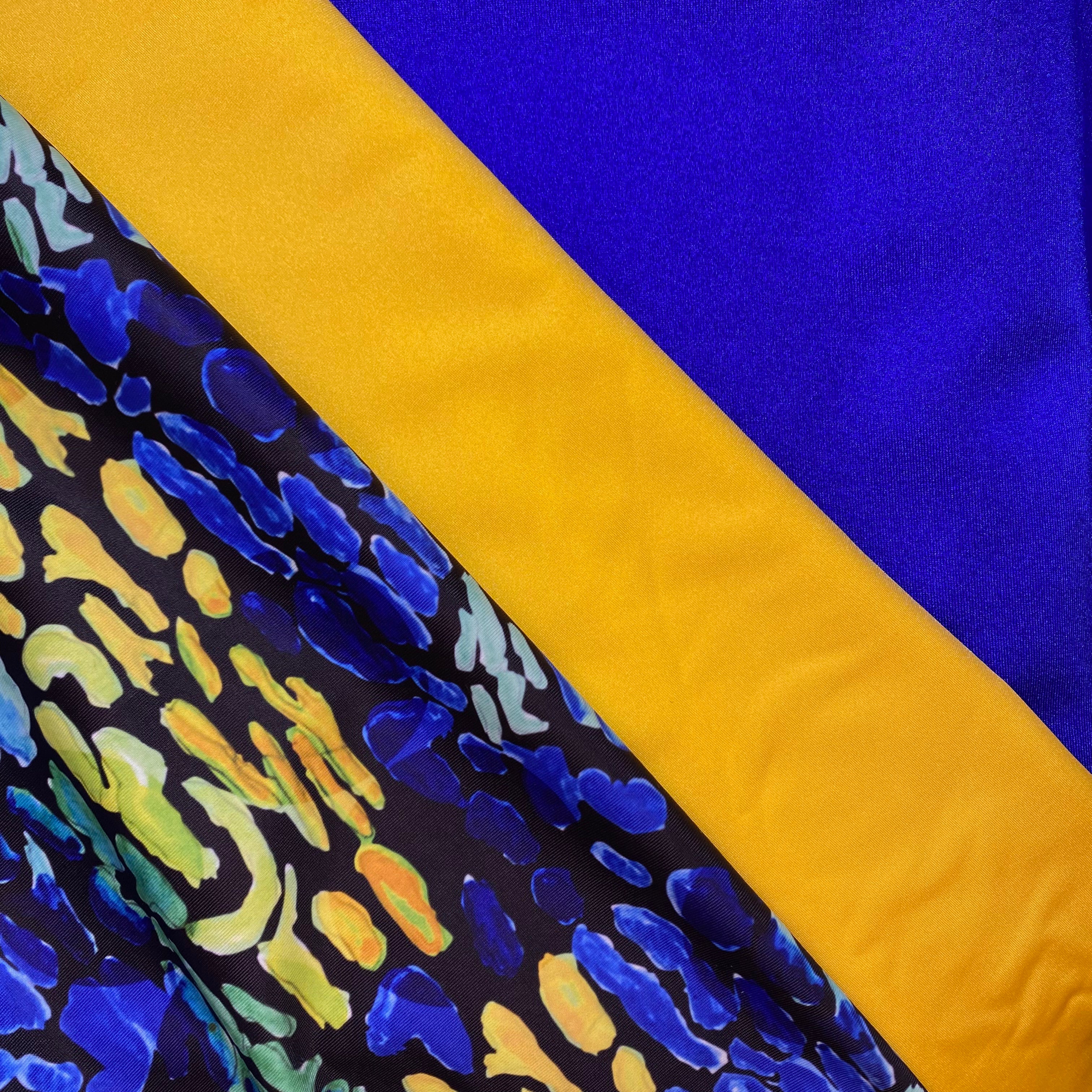 Lycra Printed Royal Blue and Yellow