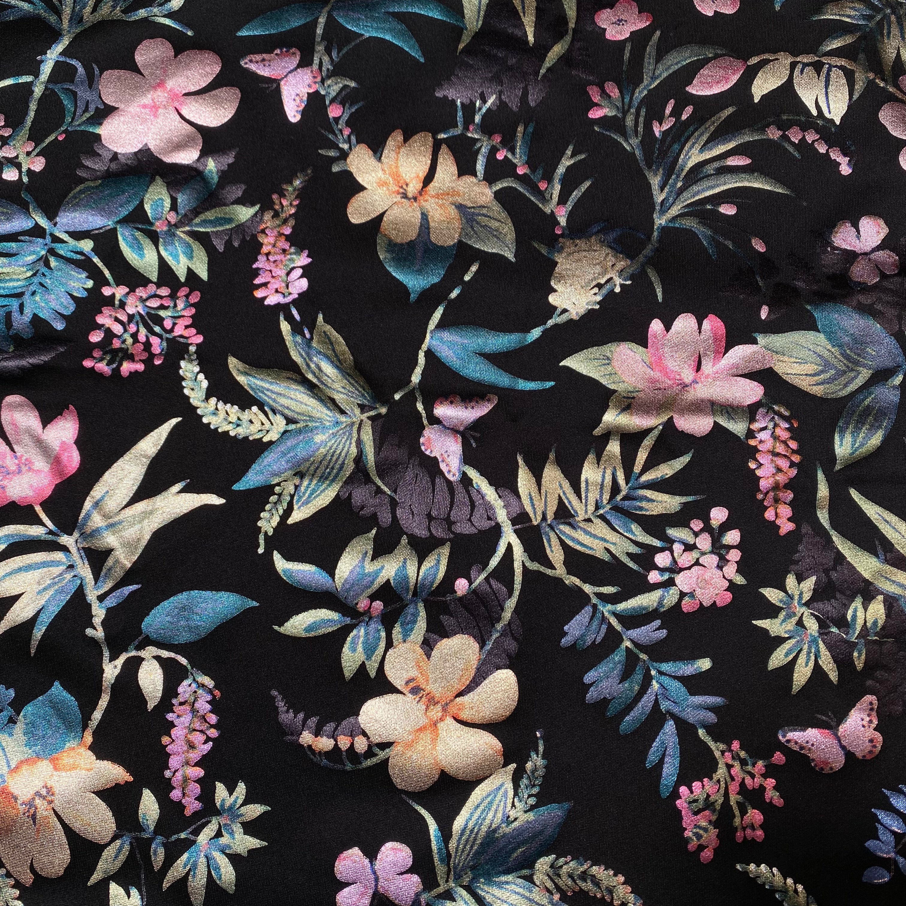 Scuba Foil Black Flowers and Leaves