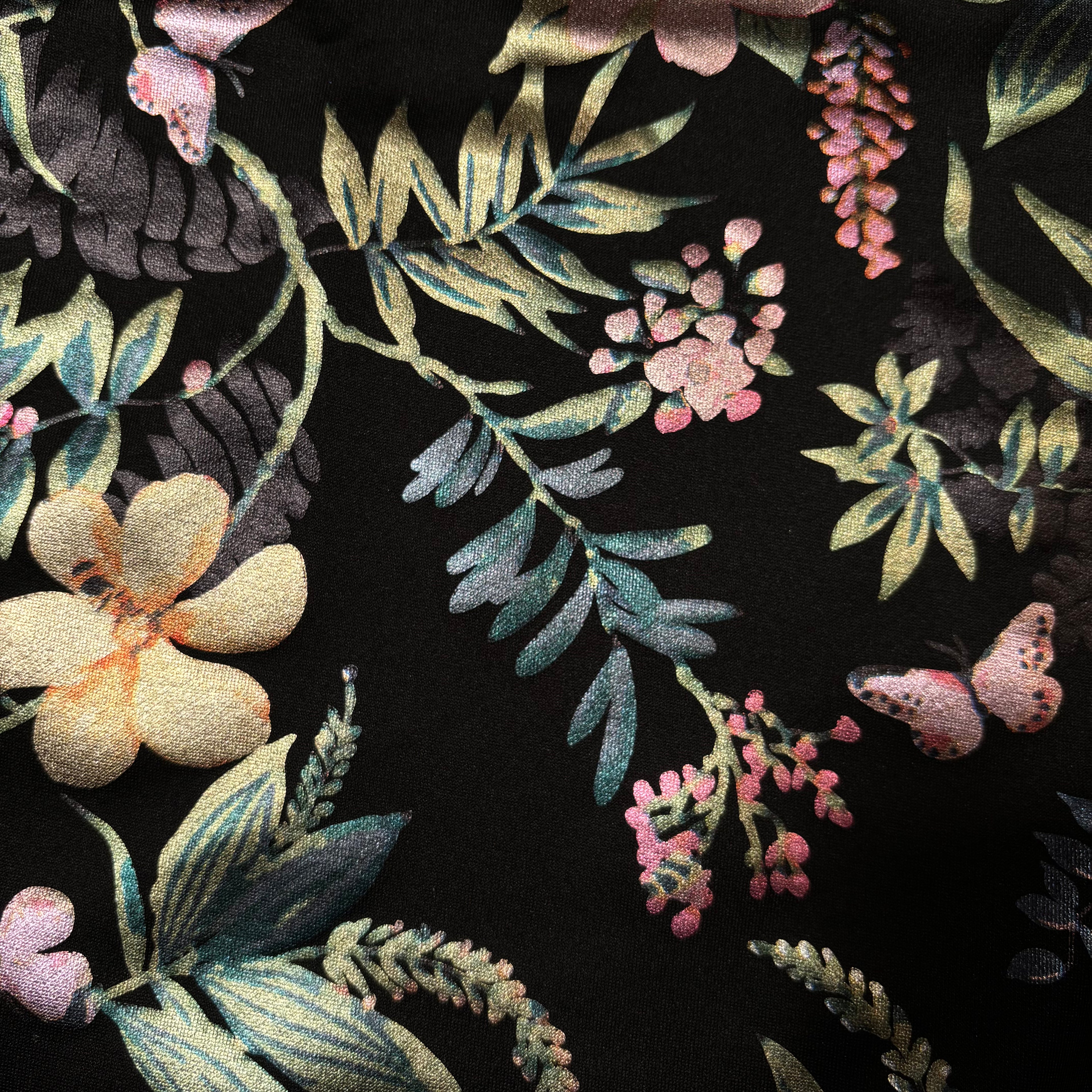 Scuba Foil Black Flowers and Leaves