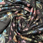 Scuba Foil Black Flowers and Leaves