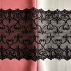 Stretch Lace Hearts Black