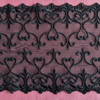 Stretch Lace Hearts Black