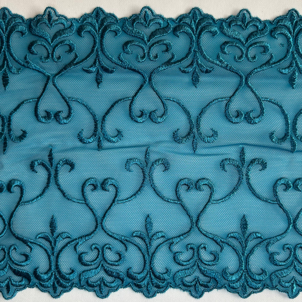Stretch Lace Hearts Teal