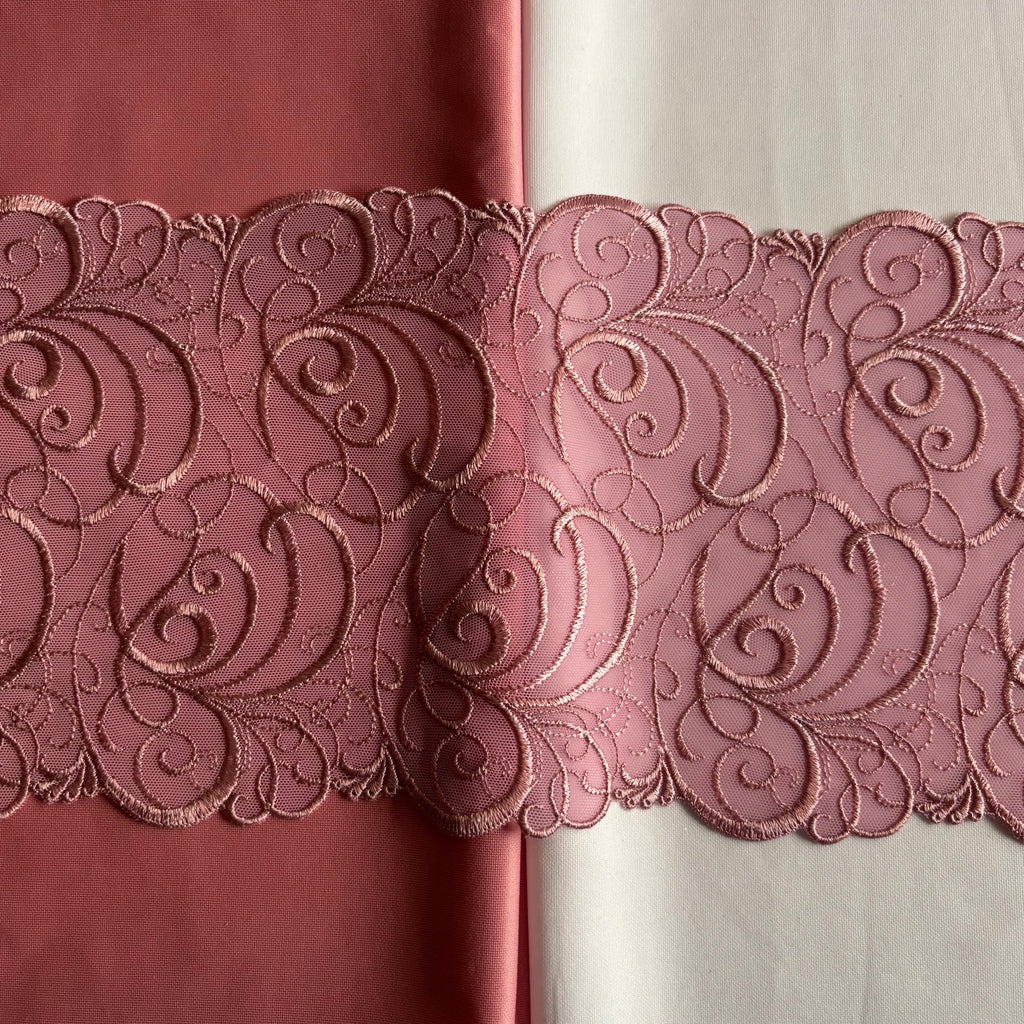 Stretch Lace Swirls Pink