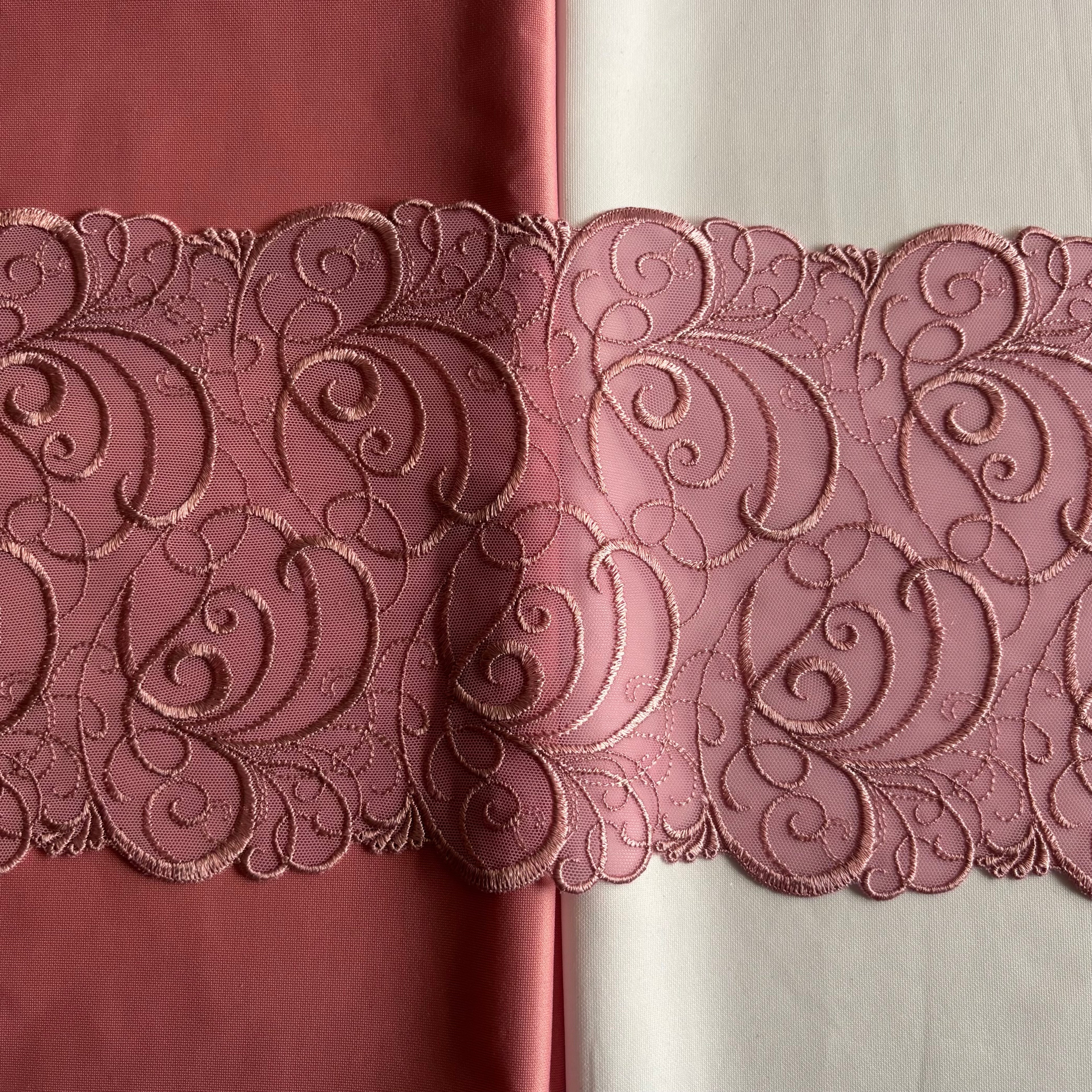 Stretch Lace Swirls Pink