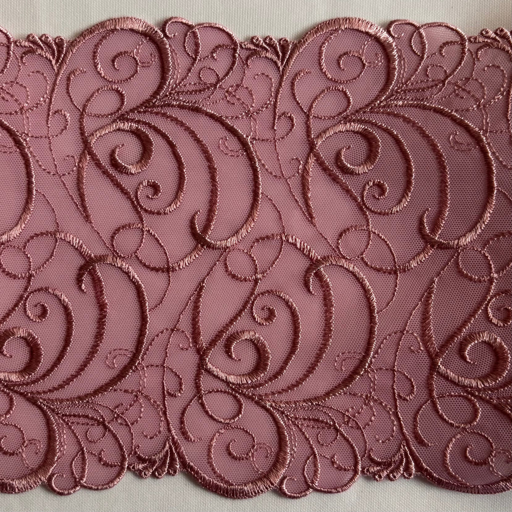 Stretch Lace Swirls Pink
