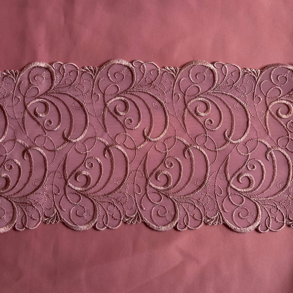 Stretch Lace Swirls Pink
