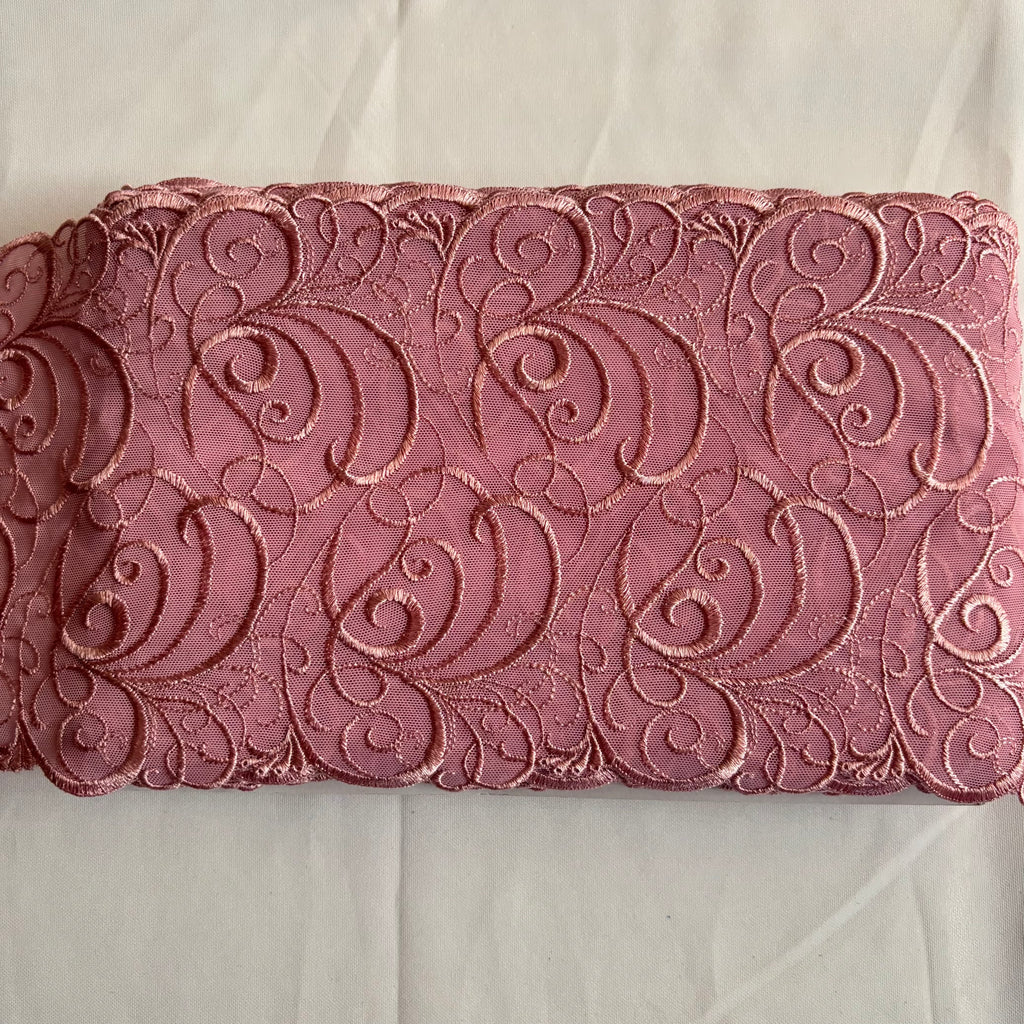 Stretch Lace Swirls Pink