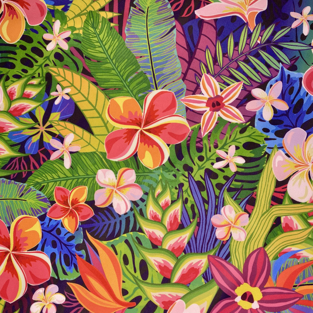 Lycra Printed Yellow Green Flowers