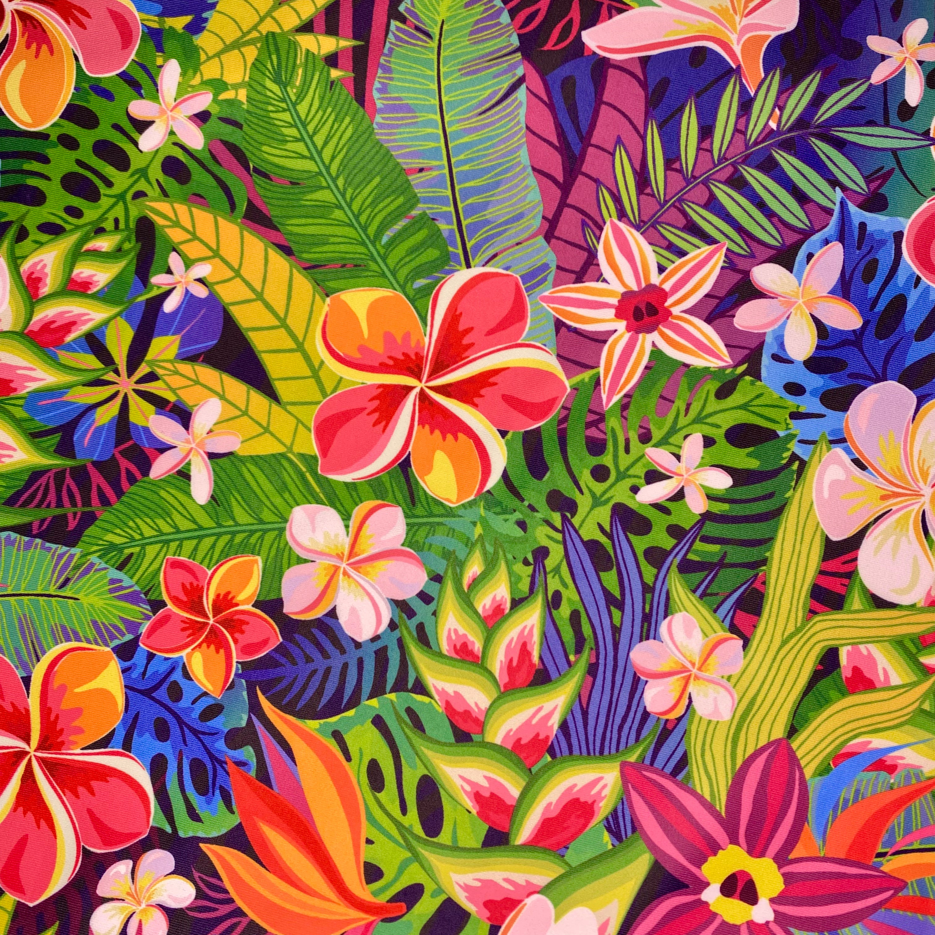 Lycra Printed Yellow Green Flowers