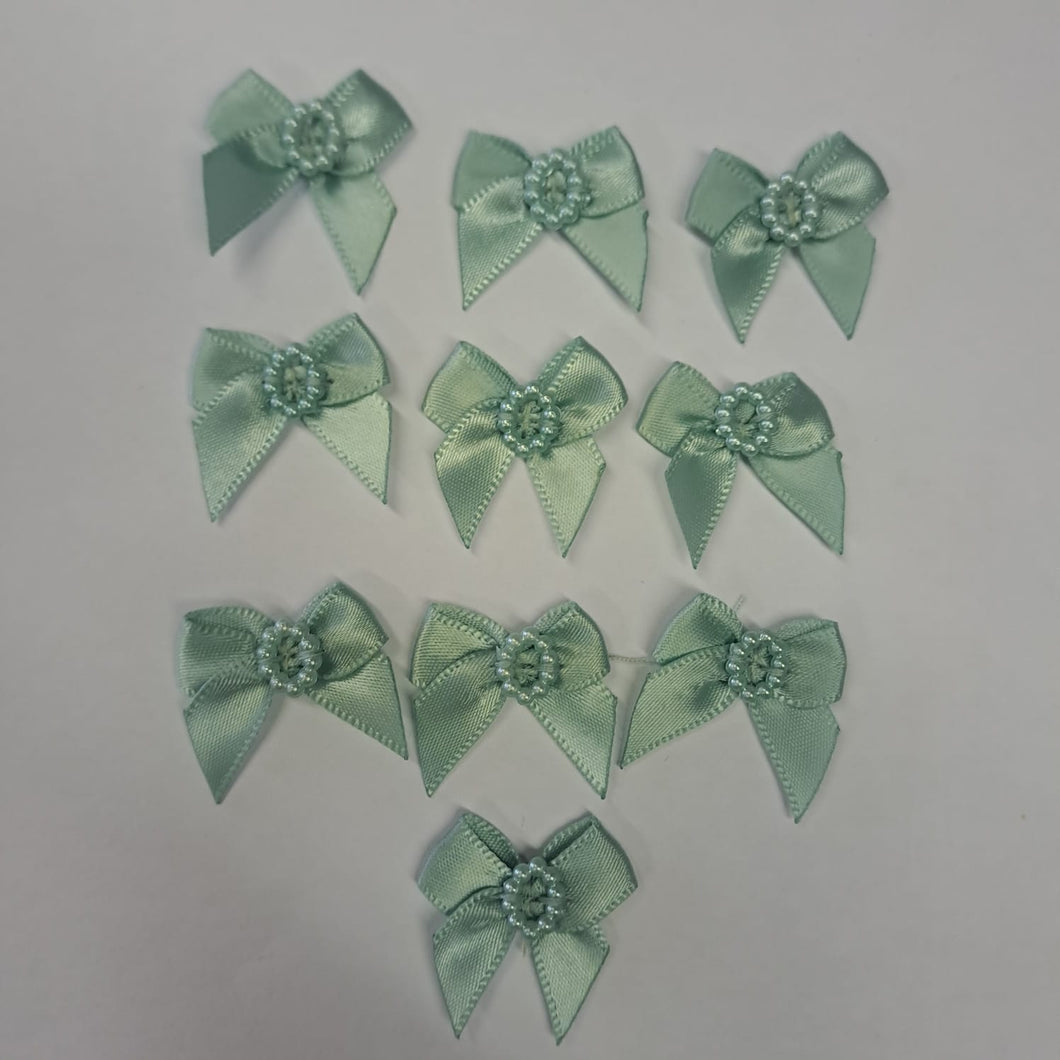 Bows - Sage Green with beads