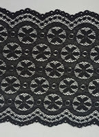 Stretch Lace Circles and Daisies Black