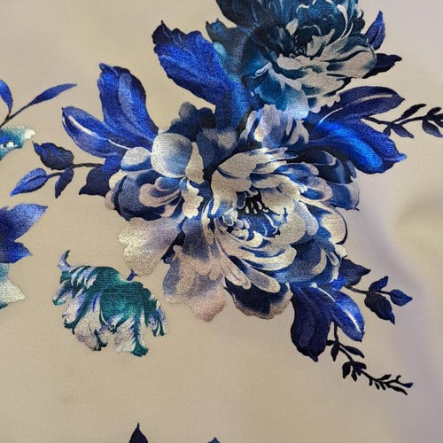 Scuba Blue Floral Foil Print