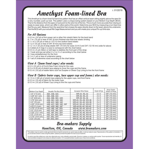 Amethyst Lace Bra Pattern