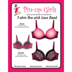 Pin-Up Girls Pattern T-Shirt Foam Cup Bra With Lace