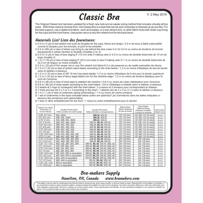 Classic Full Band Bra Pattern