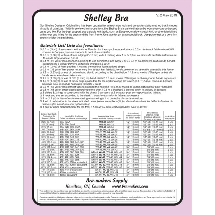 Shelley Full Band Bra Pattern